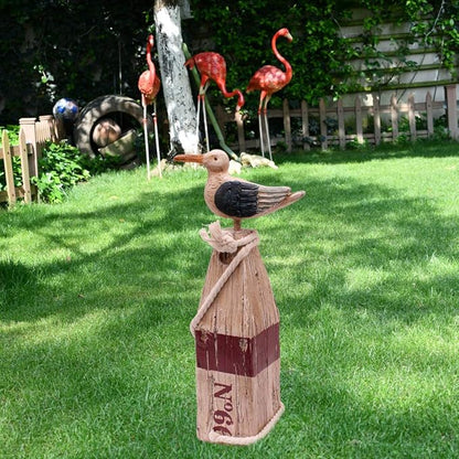 Attraction Design Seagull Statue Figurine Nautical Decoration, Rustic Indoor Outdoor Nautical Beach Theme Room Decor for Living Room Bathroom Home Decor Yard and Garden Statue 11Inch (White B)