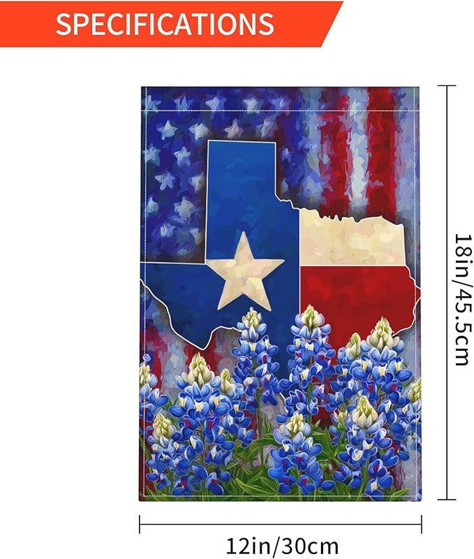 Texas Garden Flag Seasonal Double Sided 12 x 18 Inch Small Yard Flag for Indoor Outdoor Decor Holiday All Seasons