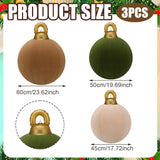 Jenaai 3 Pcs Giant Velvet Christmas Inflatable Ball Ornament Large PVC Christmas Inflatable Balls 3 Size 24" 20" 18" Xmas Hanging Ornaments Outdoor Decor for Lawn Porch Yard(Classic)