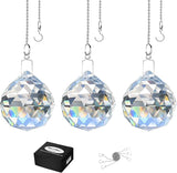 MerryNine 3pcs 40mm Clear TOP K9 Crystal Prism Ball Pendant kit Sunshine Catcher Rainbow Pendants Maker, Hanging Crystals Prisms with Beautiful Chain