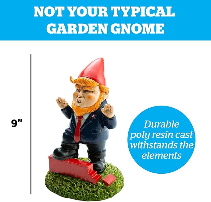 BigMouth Inc Orange Overlord Wall Building Presidential Garden Gnomes Outdoor Statues, Funny Garden Gnome Outdoor Statues for Decor