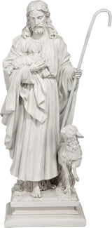 Design Toscano Jesus The Good Shepherd Religious Garden Statue (12 Inches Wide, 8 Inches Deep, 28 Inches High) and Classic Statuary Garden Plinth Base