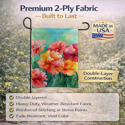 Caroline's Treasures Ohio Scarlet Carnations in Watercolor Garden Flag Mailbox Flag Decorative Yard Flag Banner Outside Patio Artwork Yard Flower Beds, Garden Size, Multicolor