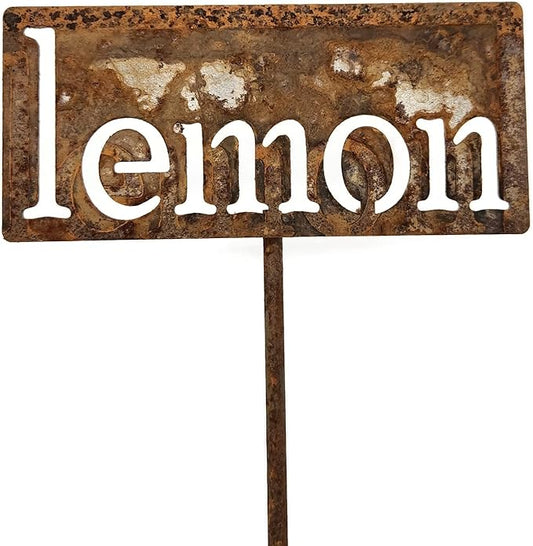 Classic Metal Garden Markers 19 Inches Tall (lemon, Naturally Rusted)