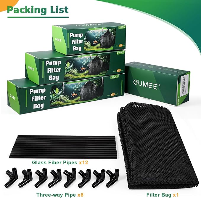 OUMEE Pump Filters Bag, Pond Barrier Bag Large Pump Mesh Bags for Outdoor Water Koi Fish Ponds (7.2 in)