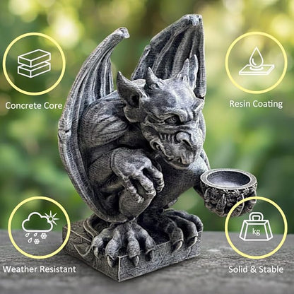 OLOMA Gargoyle Statue for Garden Mythical Gothic Outdoor Sculpture Fantasy Decor with Aged Stone Appearance Weather Resistant Durable Outdoor Indoor Yard Patio Landscape Accent