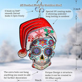 FONMY Santa Sugar Skull Wind Spinner Kinetic 3D Metal Garden Wind Sculpture Unique Gifts Christmas Decorations Quality Hanging Ornament for Home and Garden Indoor/Outdoor 12inch Mandala Wind Spinners