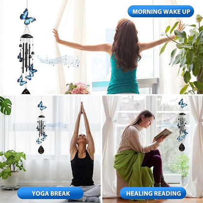 Butterfly Wind Chimes for Outside, Windchimes Outdoors Metal Wind Chimes Butterfly Garden for Patio Porch Backyard