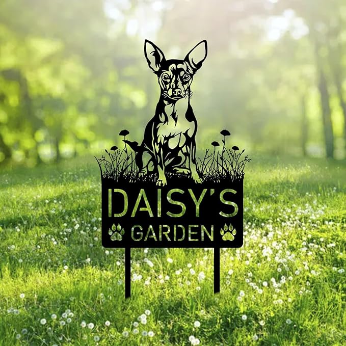 Custom Rat Terrier Dog Metal Memorial Garden Stake Personalized Pet Grave Marker Name Sign Remembrance Stake Decor Sympathy Dog Loss,Outdoor Statues for Yard Garden Lawn Patio Pathway Grave.