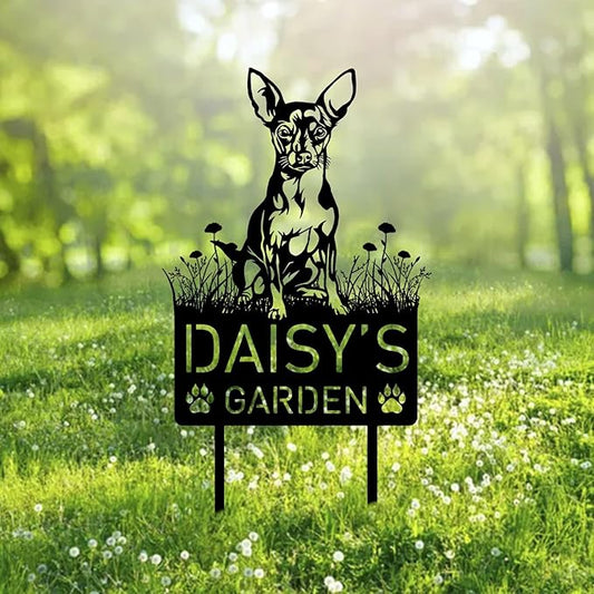 Custom Rat Terrier Dog Metal Memorial Garden Stake Personalized Pet Grave Marker Name Sign Remembrance Stake Decor Sympathy Dog Loss,Outdoor Statues for Yard Garden Lawn Patio Pathway Grave.