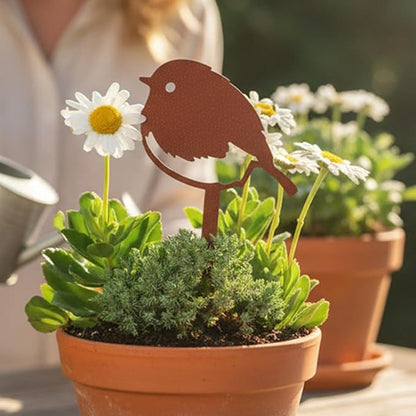 Chickadee Small Bird Metal Garden Stake – Powder-Coated Rust-Resistant Mini Bird Plant Pick for Pots & Planters, Cute Indoor/Outdoor Garden Decor