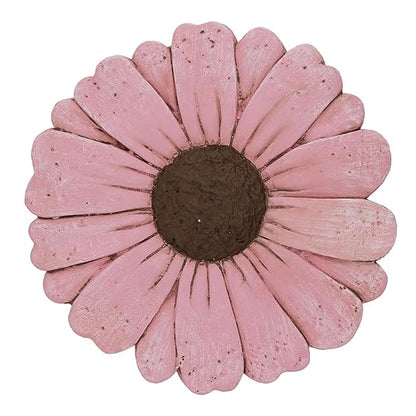 Landoraloria Cement Flower Stepping Stone 10” Daisy Garden Path Stone for Yard & Walkway Handcrafted Non-Slip Outdoor Patio Decor Weather-Resistant Cement Stone (Pink)