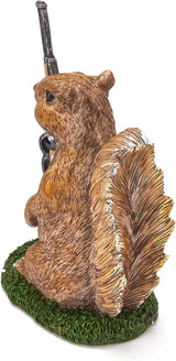 Garden Squirrel Guard Statue, Soldier Gnome - Woodland Friend Garden Decor Statues, Animal Gnome Statues, Waterproof Figure Indoor & Outdoor Lawn Squirrels Ornament Funny Decoration Gifts 6.7" H Gift