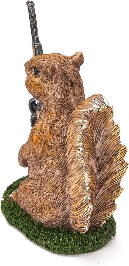 Garden Squirrel Guard Statue, Soldier Gnome - Woodland Friend Garden Decor Statues, Animal Gnome Statues, Waterproof Figure Indoor & Outdoor Lawn Squirrels Ornament Funny Decoration Gifts 6.7" H Gift