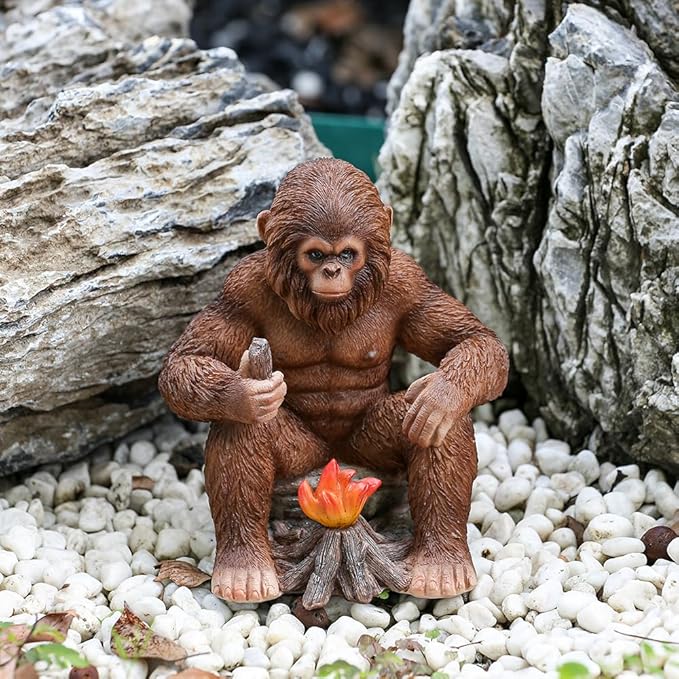 Bigfoot Statue Bigfoot Monster Fire Resin Figures 6.1 Inches, Sasquatch Gifts. Sasquatch Decor Indoor/Outdoor. Garden Decor Father's Day and Festival Gifts
