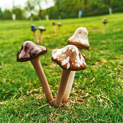 8 Pieces Ceramic Mushroom Statue Garden Pot Decoration Mushroom Figurine Indoor and Outdoor Flowerpot Decoration Lawn Tree Ornaments Pottery Accessories