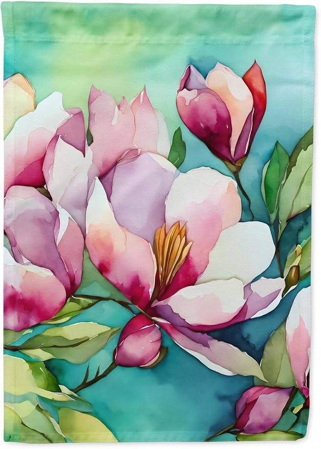 Caroline's Treasures Louisiana Magnolias in Watercolor Garden Flag Mailbox Flag Decorative Yard Flag Banner Outside Patio Artwork Yard Flower Beds, Garden Size, Multicolor