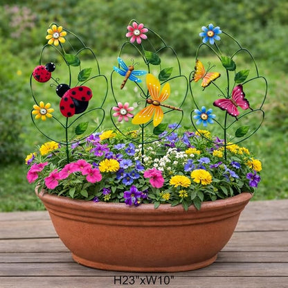 Decorative garden stakes for Outside,Set of 3, Metal Plant Support for Spring Decor, Yard Art Garden Decorations for Outdoor Lawn Porch Pathway
