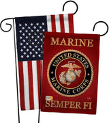 Marine Corps Burlap Garden Flag - Pack Armed Forces USMC Semper Fi United State American Military Veteran Retire Official USA Applique - House Banner Small Yard Gift Double-Sided Made In 13 X 18.5