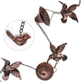 NQEUEPN Bird Rain Catcher Chain, 8.53ft Metal Hummingbird Rain Chain Bell, Outside Decorative Downspout Chain Rainwater, Cup Wind Chime Outdoor Gutter Rainchain Decor for Terraces, Villas, Courtyards