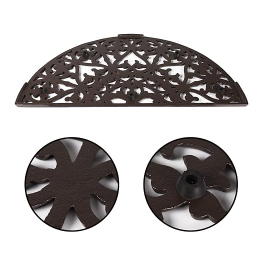 BRASSTAR Cast Iron Semicircle Stepping Stone with Delicate Symmetrical Pattern Garden Lawn Flower Bed Outdoor Farmland Decor TQGJPT424