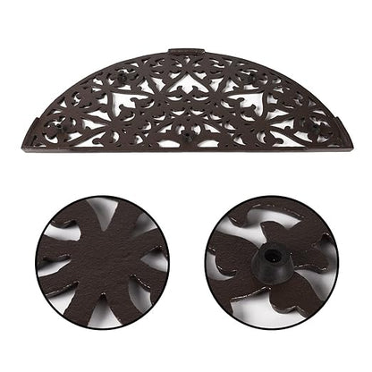 BRASSTAR Cast Iron Semicircle Stepping Stone with Delicate Symmetrical Pattern Garden Lawn Flower Bed Outdoor Farmland Decor TQGJPT424