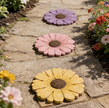 Landoraloria Cement Flower Stepping Stone 10” Daisy Garden Path Stone for Yard & Walkway Handcrafted Non-Slip Outdoor Patio Decor Weather-Resistant Cement Stone (Purple)