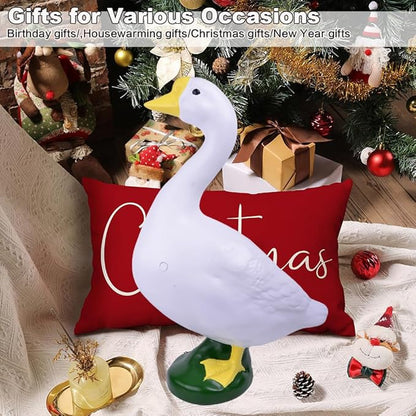 19" Resin Cement Porch Goose Statue with magenetic Wig for Free New Home Gift for Outdoor Decorative Figurine for Garden, Patio, or Entryway Accent (21" Statue with Wig)