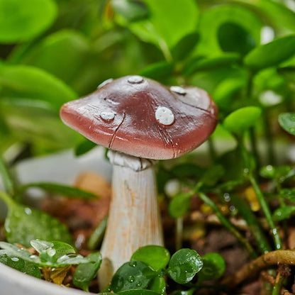 Mushroom Decor - Fairy Garden Accessories Outdoor Spring Patio Decoration 4 PCS Mushroom Statues with Stakes (Orange2+Nutshell2)