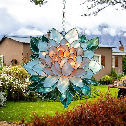 Mandala Lotus Flower Acrylic Suncatcher, Flower Suncatchers for Window Hangings, Stained Glass Effect Garden Decor, Gift for Mother's Day, Mom, Grandma, Wife, Women