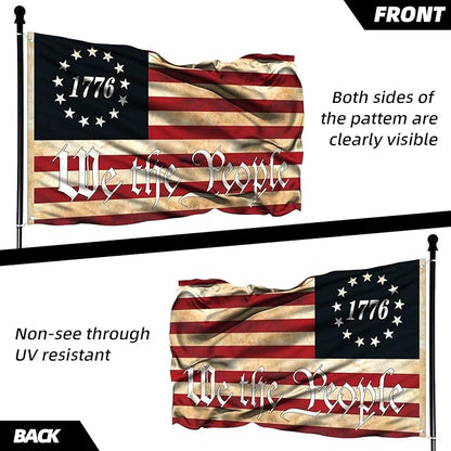 We The People 1776 Flag Double Sided 3 Layers 3x5 FT Outdoor Vintage American Betsy Ross 13 Star Constitution Flags Indoor Garden Decoration USA Flags