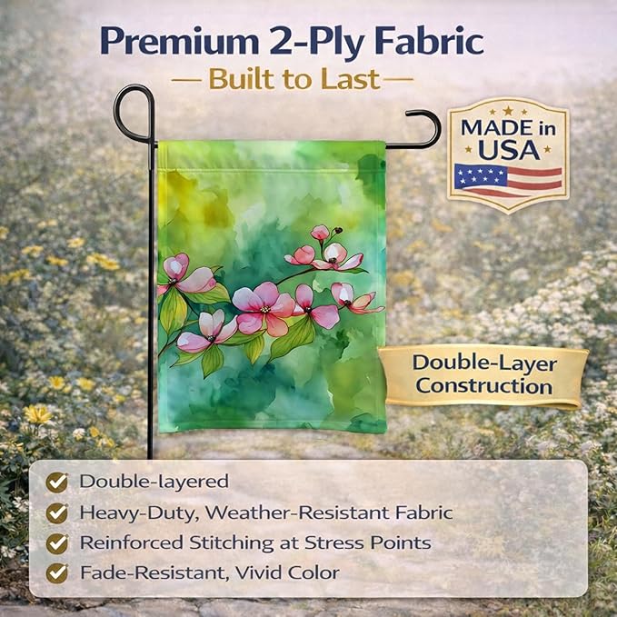 Caroline's Treasures Virginia American Dogwood in Watercolor Garden Flag Mailbox Flag Decorative Yard Flag Banner Outside Patio Artwork Yard Flower Beds, Garden Size, Multicolor
