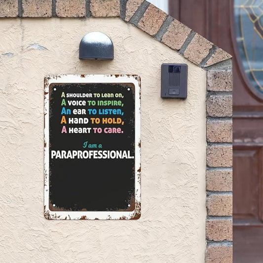 Patio Wall Decor I Am A Paraprofessionals Cafech Vintage Signs Metal Outdoor Vintage Retro Tin Sign: Decorative Wall Art For Bathroom,Yard,Wedding,Street,Garage,And More 8X12inch