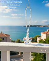 Sun Catchers for Windows Hanging, Crystal Butterfly Suncatchers for Window Garden Christmas Tree Wedding Party Patio Backyard Car Home Indoor/Outdoor Decoration Gift (1, Butterfly)