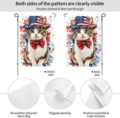 American Flag Garden Flags 12×18 Inch Cat Double Sided Decorative Yard Banner for Outdoor Outside Decor