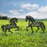 Metal Horse Decor for Outside,2 Piece Black Horse Silhouette Statues Garden Decor for Outside,Outdoor Decor,Yard Art,Lawn Ornaments,Gifts(Black Horse)
