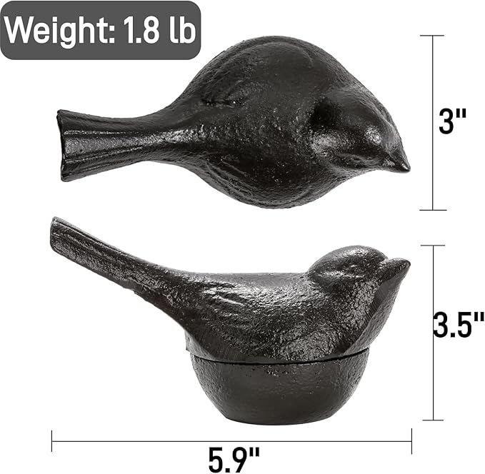 Pumtus Cast Iron Key Hider, Birds Hide-a-Key Holder, Outdoor Small Garden Statues Ornament, Outside Spare Key Hider Figurine, Indoor Decoration Jewelry Trinkets Box for Ear Studs, Rings, Paper Clips