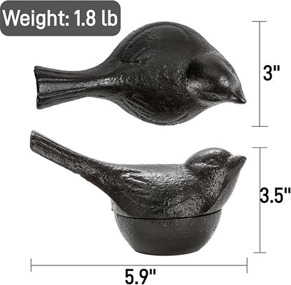 Pumtus Cast Iron Key Hider, Birds Hide-a-Key Holder, Outdoor Small Garden Statues Ornament, Outside Spare Key Hider Figurine, Indoor Decoration Jewelry Trinkets Box for Ear Studs, Rings, Paper Clips
