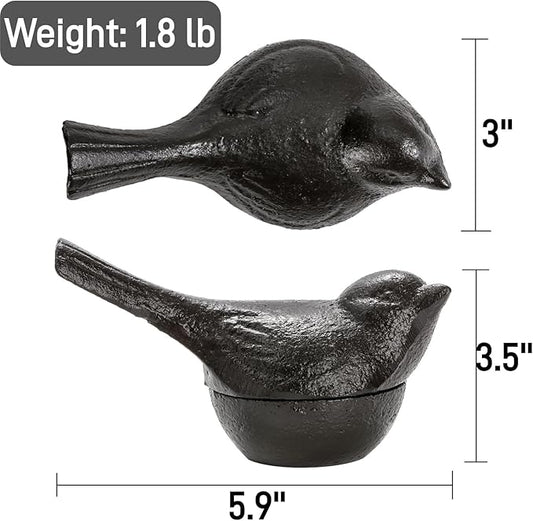 Pumtus Cast Iron Key Hider, Birds Hide-a-Key Holder, Outdoor Small Garden Statues Ornament, Outside Spare Key Hider Figurine, Indoor Decoration Jewelry Trinkets Box for Ear Studs, Rings, Paper Clips