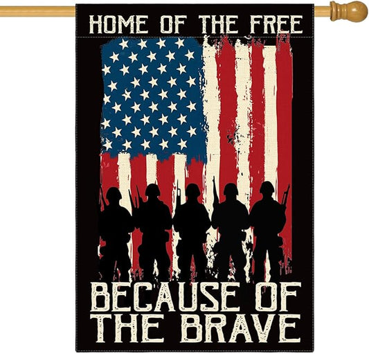 AVOIN colorlife Memorial Day Patriotic House Flag 28x40 Inch Double Sided, Veteran USA flag 4th of July Independence Day Yard Outdoor Flag