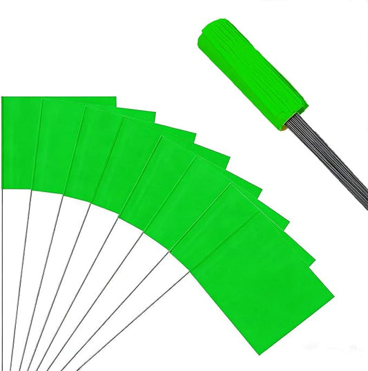 50Pack Green Marking Flags, JIZHGRAD 13x4x5 Inch Marker Flags Use for Yard & Lawn, Boundary & Dog Training, Survey & Landscape, Sprinkler & Surveyor, Garden & Construction, High Visibility, Sturdy, Versatile, UV & Weather Resistant