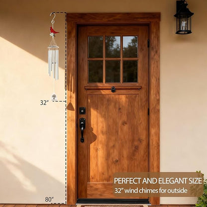 Memorial Wind Chimes for Loss of Loved One, Sympathy Wind Chimes for Outside with Cardinal Wind Spinner, Bereavement Condolence Remembrance Gift for Loss of Mom Mother Father Husband