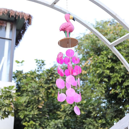 MUMTOP Wind Chimes for Outside, Flamingo Wind Chime, Tropical Pink Capiz Shell Windchimes for Patio, Outdoor,Garden,Yard,Coastal,Window,Home Decor or Gifts for Women