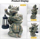 Solar Garden Outdoor Statues Lantern Figurines Light Decorations for Outdoor Patio Balcony Yard Lawn, Ideal Gifts for Mom Friends (Bronze -Dragon)