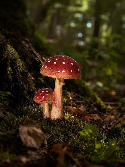 Miniature Resin Mushroom Decor for Fairy Garden – 6 PCS Colorful Mushroom Figurines, Yard Art Ornaments for Outdoor Garden, Bonsai & Terrarium Decorations (Mother & Child Mushroom)