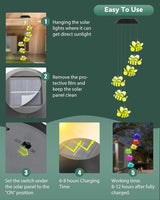 DOUBLEZHE Solar Wind Chimes for Outside, Color Changing Bee Wind Chimes Outdoor Clearance, Birthday Gifts for Mom Women Grandma Wife Girls, Unique Garden Decor Colorful Patio, Balcony Yard Decoration