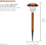 Alpine Corporation LBM174SLR-4 Solar Copper Stainless Steel Pathway LED Lights, 15" H, Bronze, Set of 4