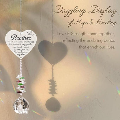 Sympathy Gifts for Loss of Brother,Brother in Heaven Ornaments, Memorial Crystal Suncatcher,Memorial Gifts for Loss of Brother,Christmas Tree Window Rainbow Maker Prisms Home Decor Gift