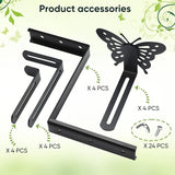 VIVIKEN Planter Box Bracket, Adjustable Hang Window Box Holder with Butterfly, Hanging Flower Pot Stand Brackets for Outdoor Patio Garden Fence Pergola Balcony Supporting Heavy Planters-4Pack