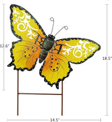 Decorative Butterfly Garden Decor Outdoor Butterfly Garden Stake Decor, Metal Butterfly Yard Stake Garden Insect Decor Patio Lawn Backyard Decor (Yellow)